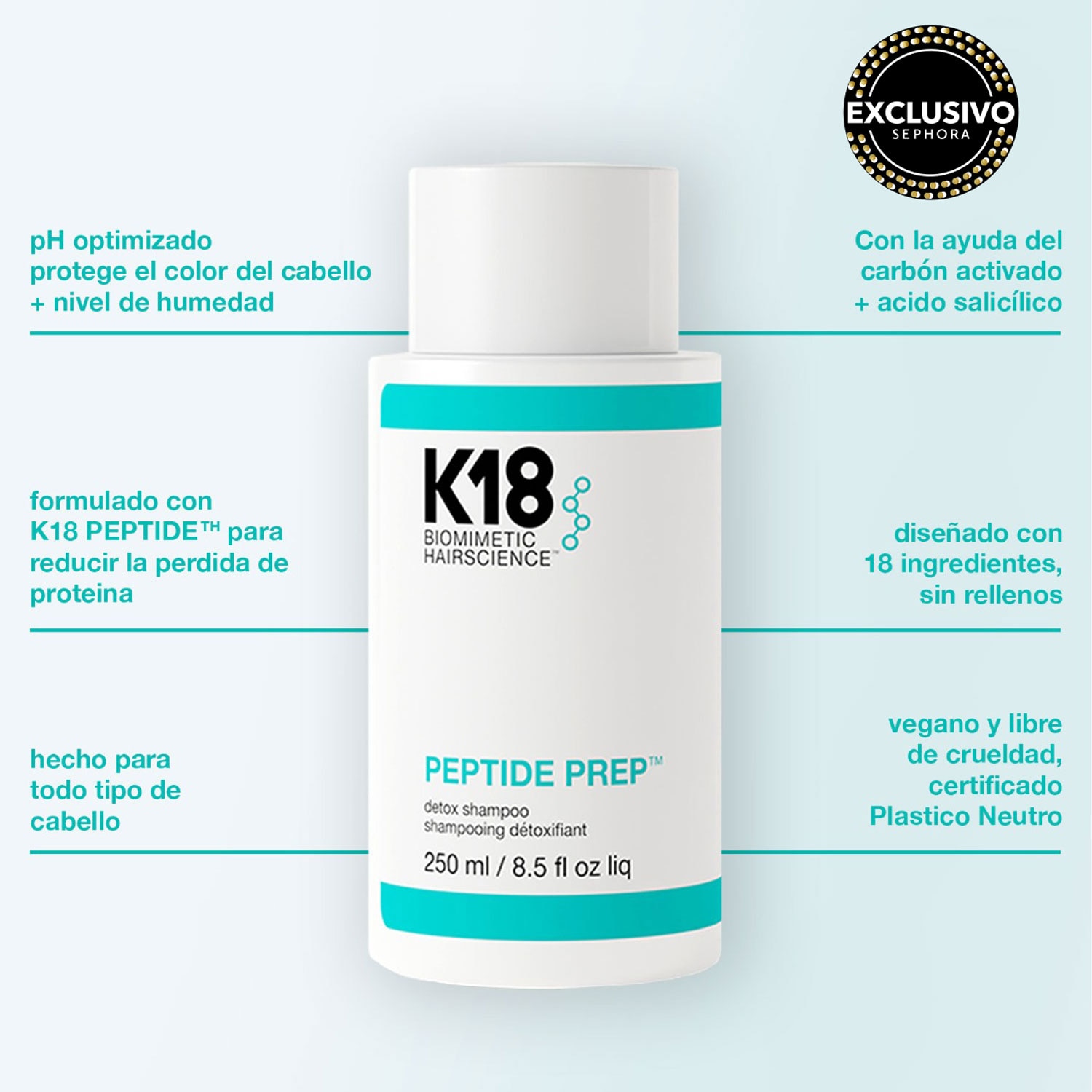 K18 PEPTIDE PREP™ DETOX SHAMPOO (SHAMPOO DESINTOXICANTE)